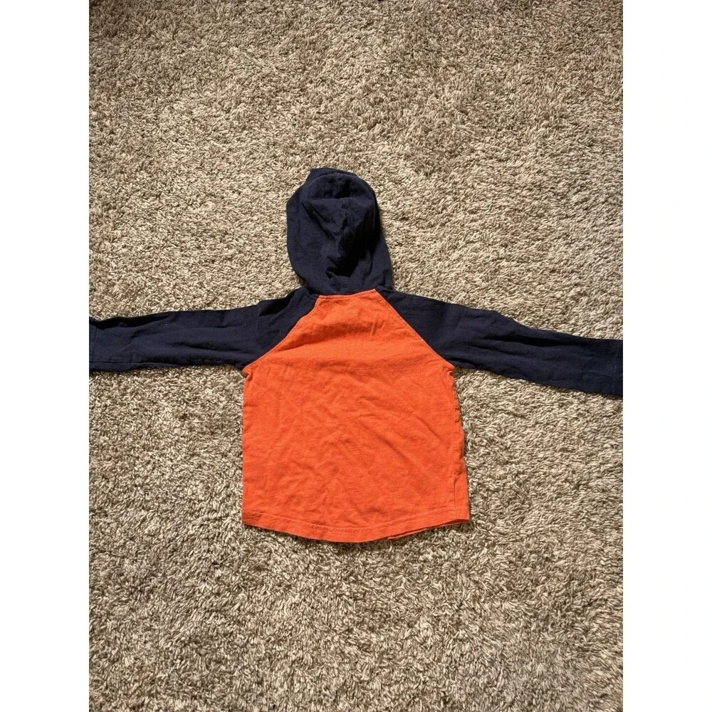 Gymboree Toddler Boys Orange Navy Hooded Long Sleeve Shirt Size 2T Casual